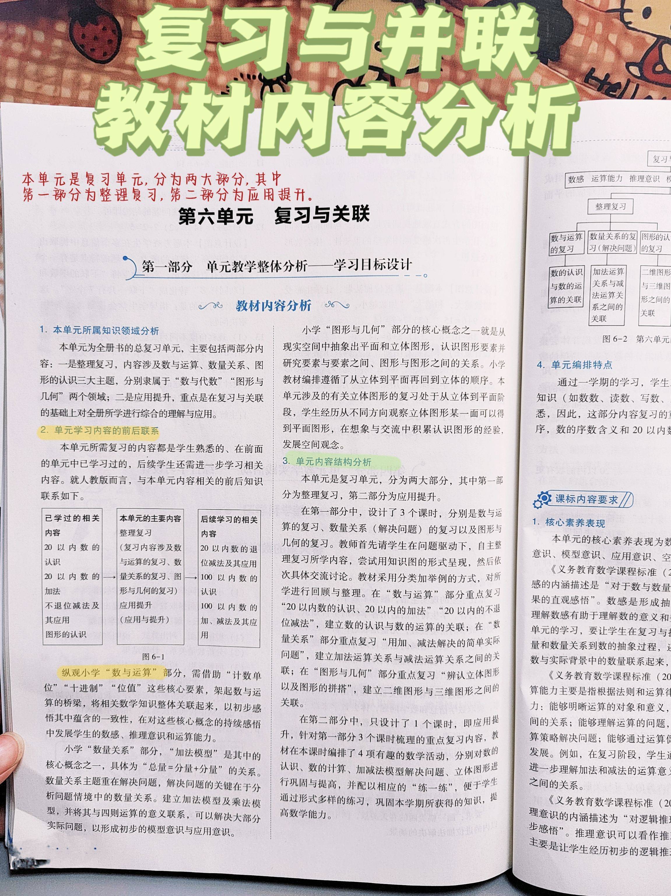 教材内容分析-素养教案一年级数学人教版